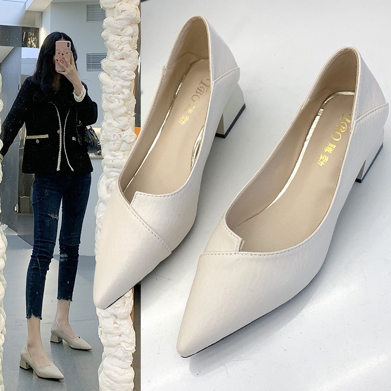 9127589.FANDEI黑色方头浅口单鞋女2026百搭豆豆瓢鞋仙女风平底晚晚鞋潮(拍大一码)