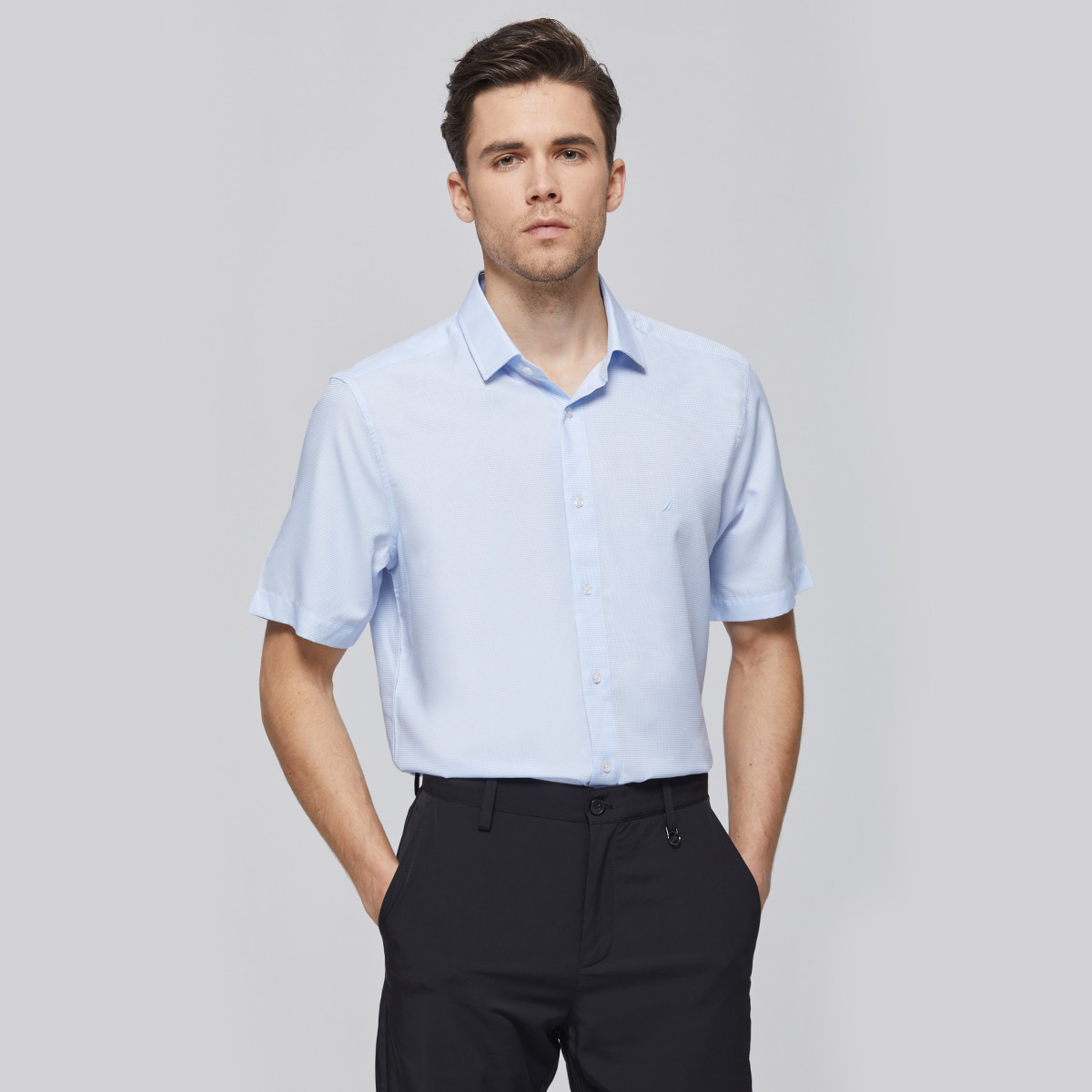 9129938.Nautica Tailored春夏男士衬衫商务正装短袖男式衬衣