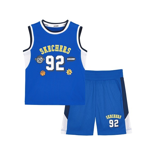 11817606.Skechers斯凯奇童装男宝宝套装小童运动背心短裤幼童篮球夏装L222B076