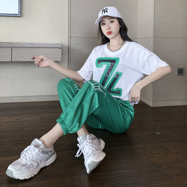 9167941.VPN 夏季新款休闲运动服套装女短袖时尚夏天女装