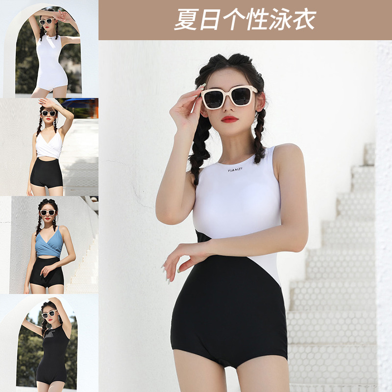 7869583.【专柜爆款】TNZI天姿新款游泳衣女夏性高级感连体显瘦遮肚ins温泉泳装女防晒泳衣