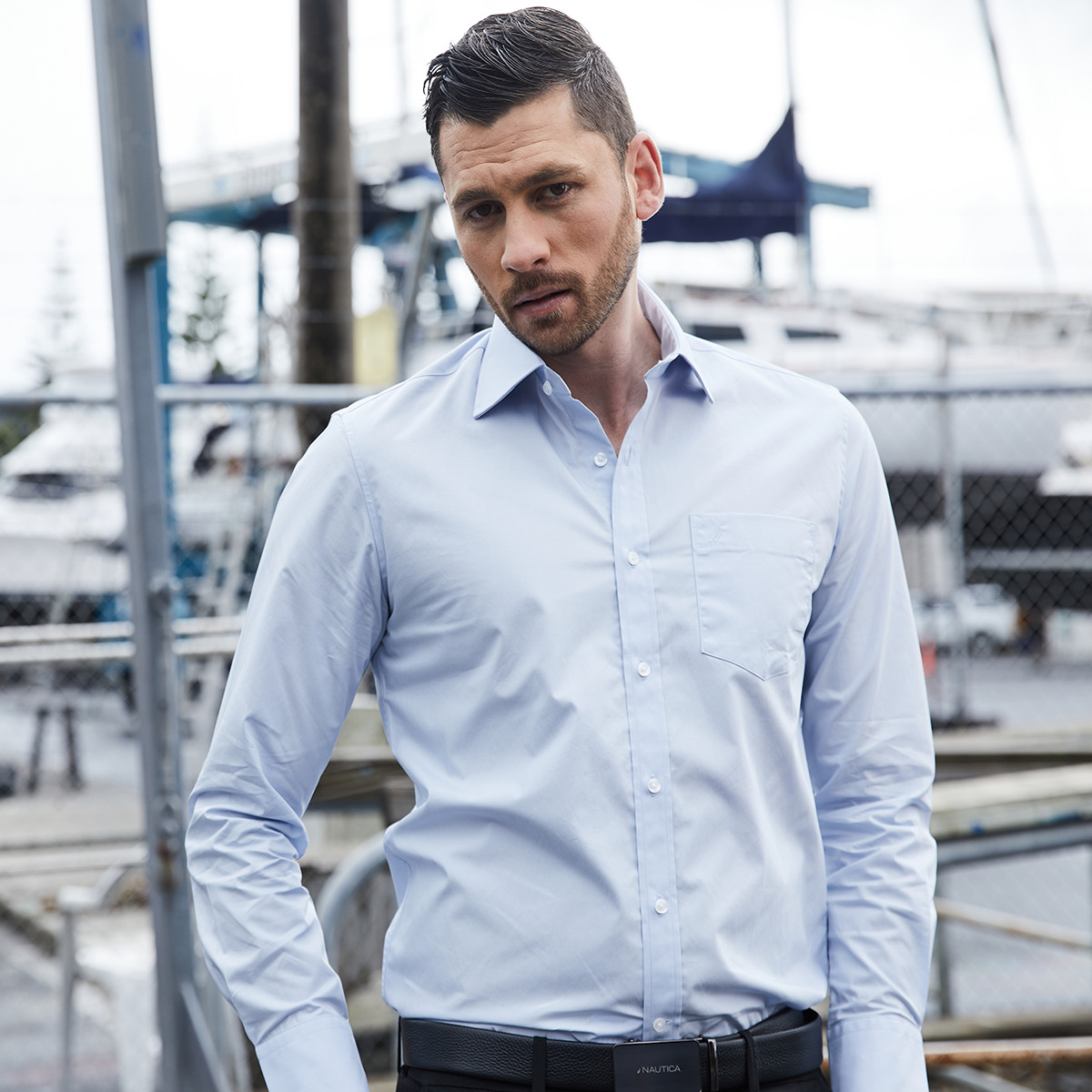 9211412.Nautica Tailored春夏男士纯棉长袖衬衣商务正装男式衬衫
