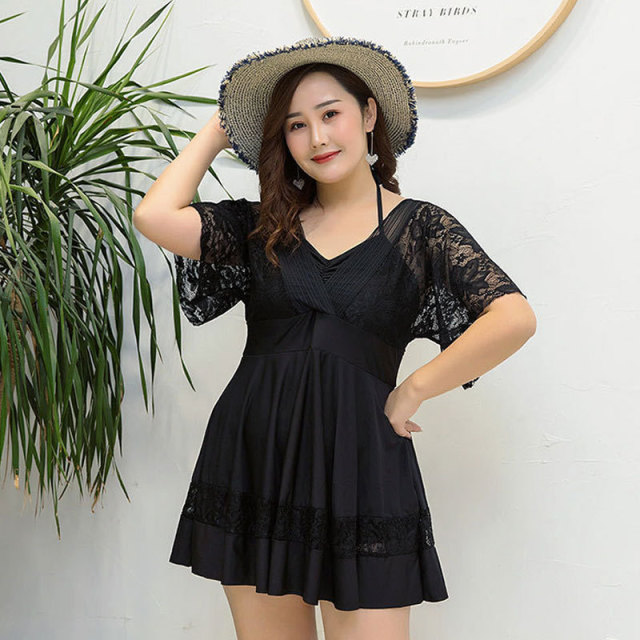 9243900.巴洛尼莫新款大码连体保守泳衣女遮肚显瘦200斤胖mm泳装YY2912