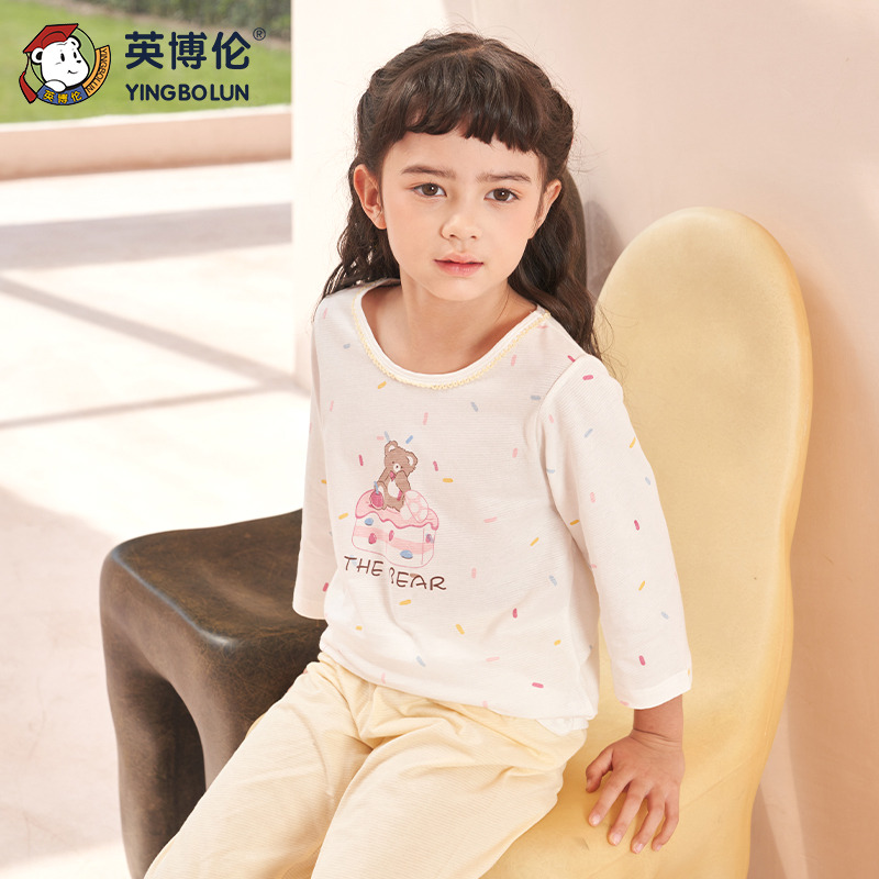 11899151.英博伦女童间条七分袖空调服