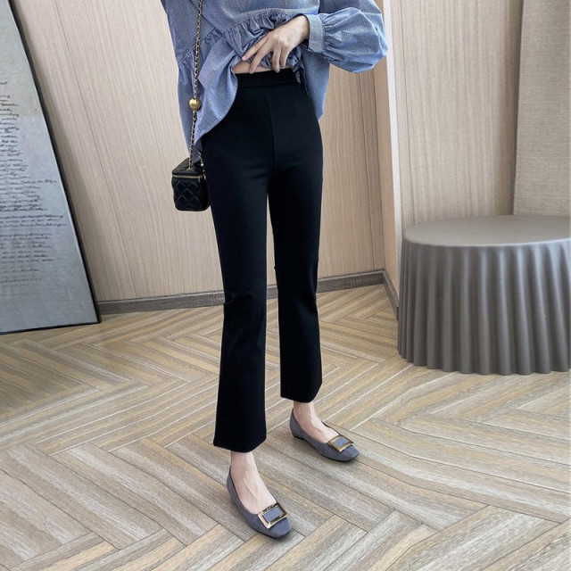 13167899.丹芙娅垂感微喇叭裤女2025春季高腰微弹显瘦休闲西装九分裤
