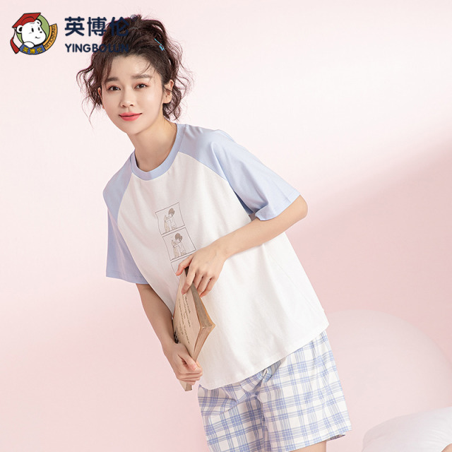 11897986.英博伦少女纯棉夏季短袖套装