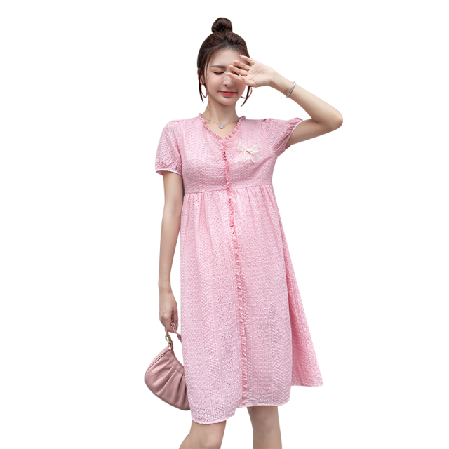 9304141.兔妈孕妇装夏季哺乳期连衣裙【纯棉】时尚哺乳衣外出喂奶孕产妇连衣裙