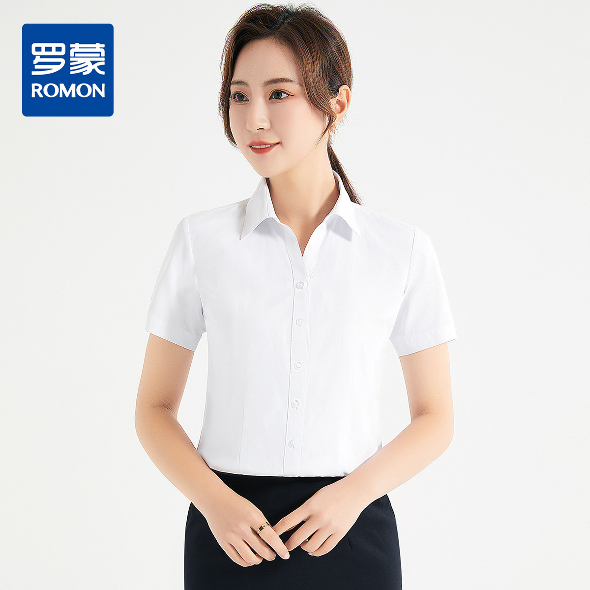 9320663.【多色】罗蒙衬衫女短袖夏季正装商务通勤职业OL上班工装衬衣女修身