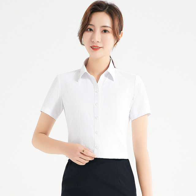 9320663.【多色】罗蒙衬衫女短袖夏季正装商务通勤职业OL上班工装衬衣女修身