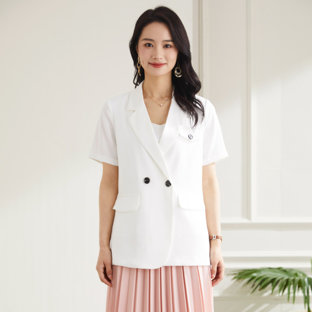 9320309.罗蒙夏季女装薄款小西装外套女士商务休闲通勤百搭短袖单西服上衣