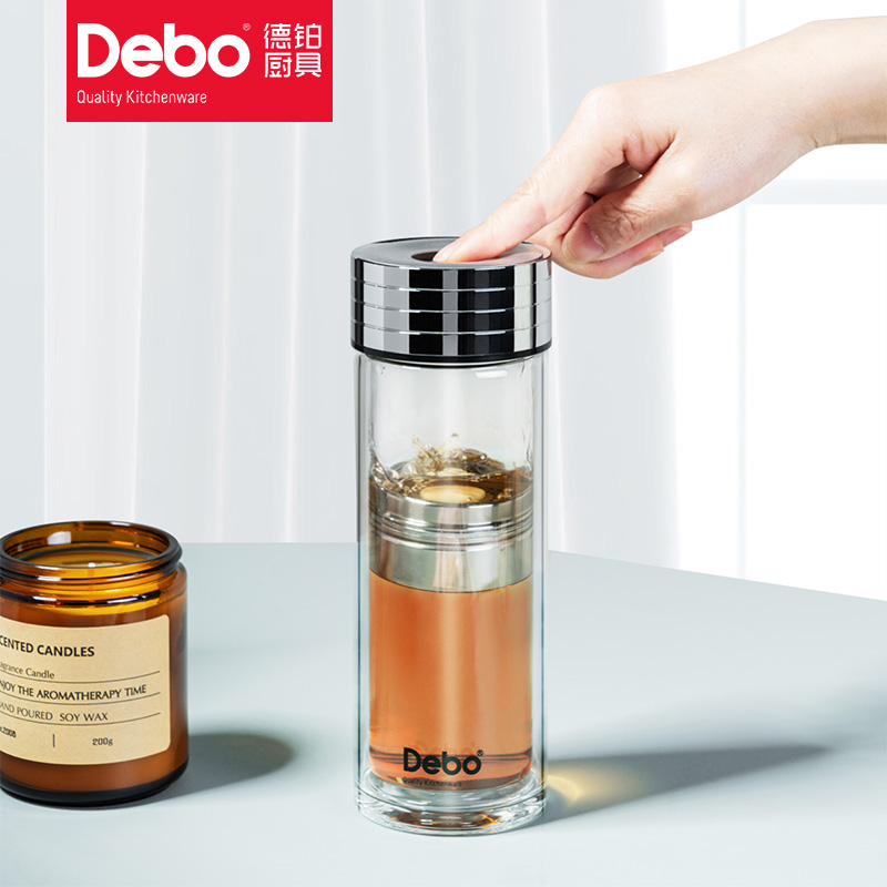 9349160.【2023新品】Debo德铂阿隆索磁吸玻璃杯泡茶杯高硼硅玻璃杯350ml