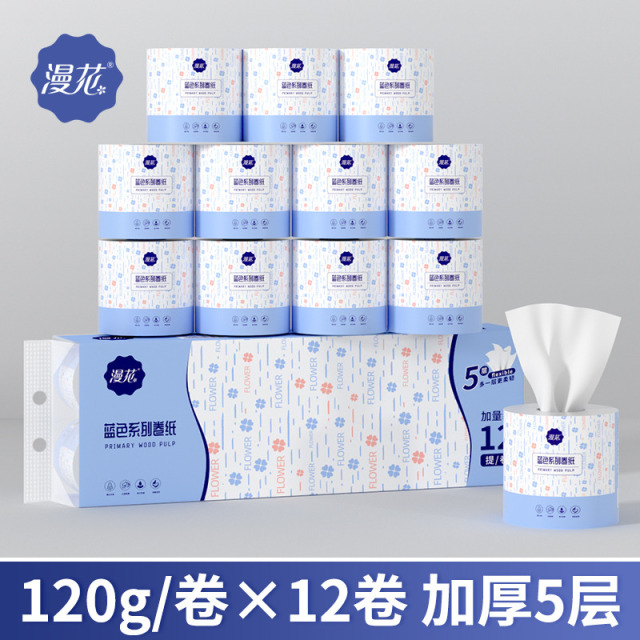 12327964.漫花卷纸120g*12卷提装家用有芯卷筒纸