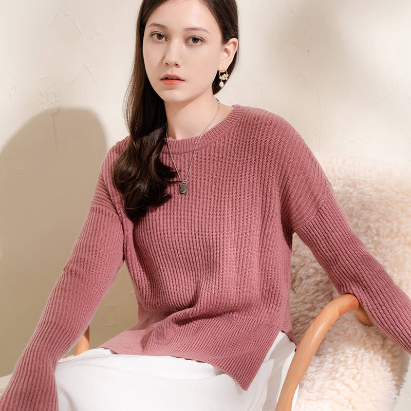 8935779.思诺芙德宽松套头圆领领宽松女式针织衫