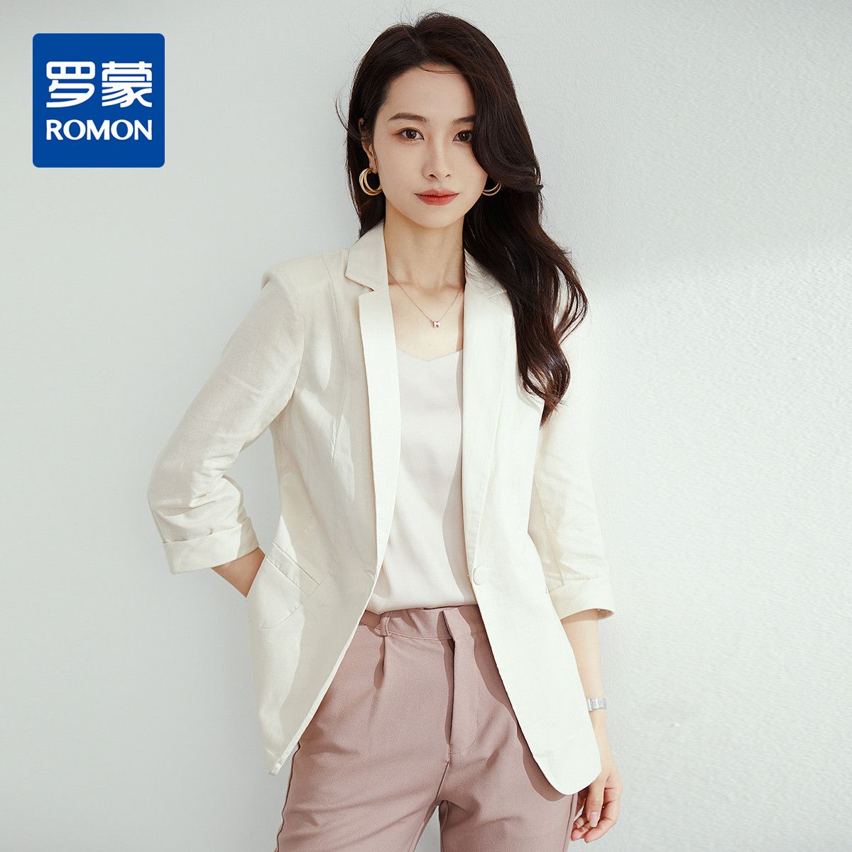 9369755.【棉麻面料】罗蒙西装女外套夏季薄款透气凉爽速干修身小西装单西服女