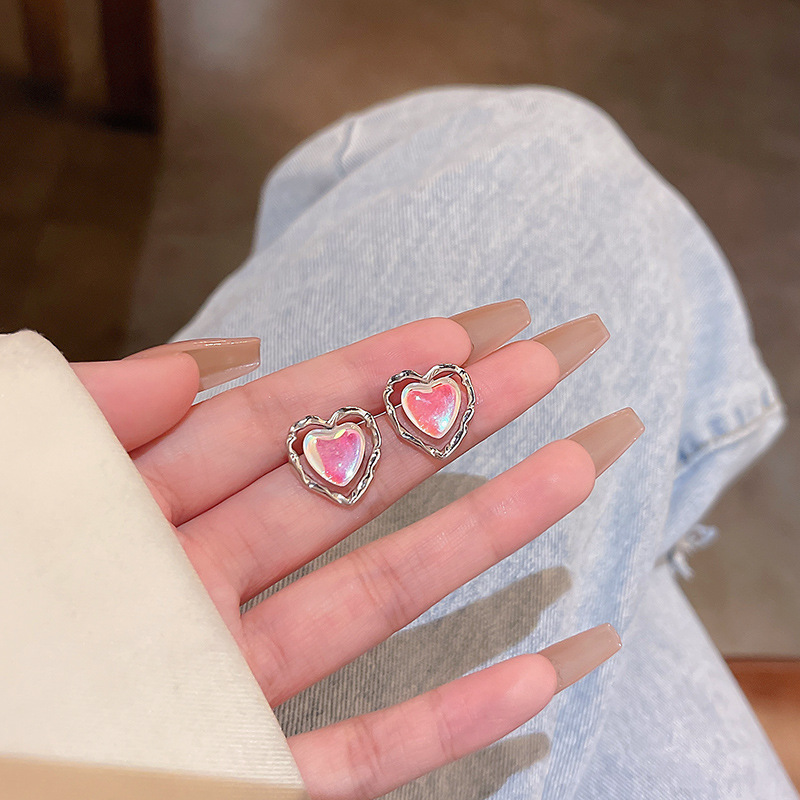 9978689.晶芭莎 简约气质白月光爱心耳环轻奢小众高级设计感优雅气质耳钉
