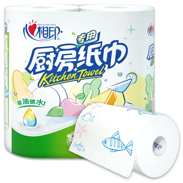 12252993.【肖战推荐】心相印厨房卷纸2层75节8卷大张厨房专用纸巾吸油纸