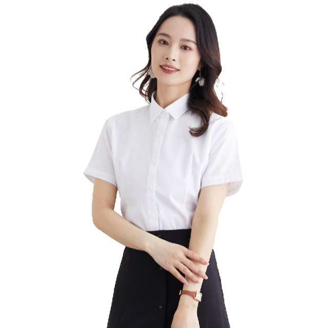 9458057.【60棉】罗蒙夏季女装短袖衬衫女士商务通勤时尚简约衬衫女