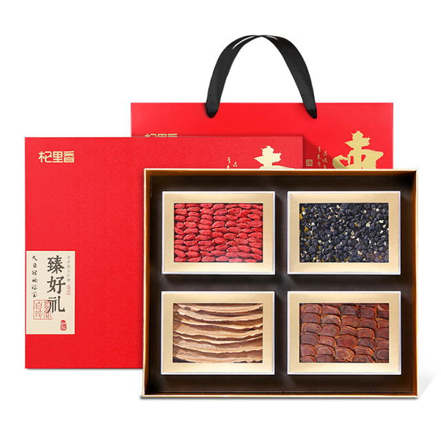 10761319.杞里香东方序四拼礼盒360g【灵芝片、头茬枸杞、红参片、牛头果黑枸杞】