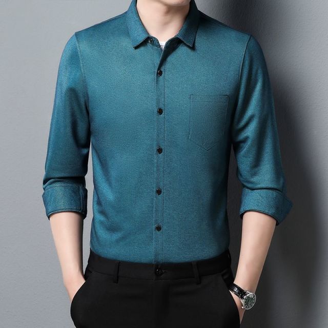 9474947.雄狮中老年人衬衫男长袖春秋40岁50爸爸秋装中年男士衬衣