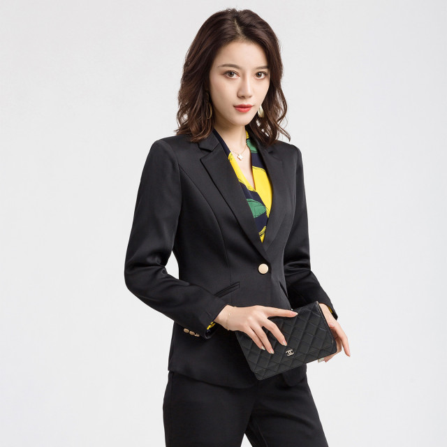9479698.罗蒙西装外套女春秋款修身商务通勤休闲职场上班小西装外套女上衣