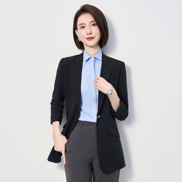 9497432.【时尚通勤】罗蒙女士西服休闲商务通勤简约气质日常百搭长袖单西外套女