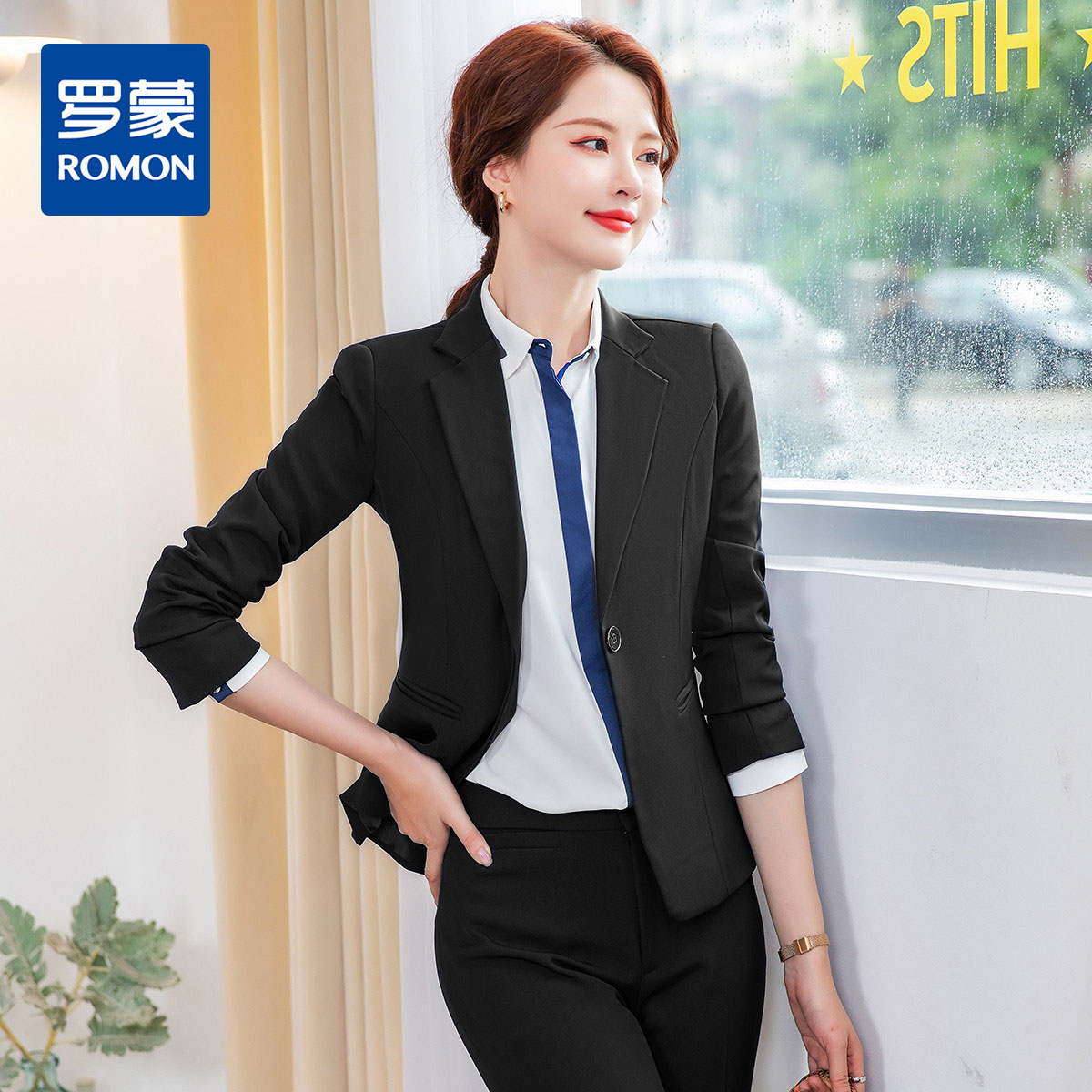 9497528.【舒适微弹】罗蒙春秋女士西服商务通勤休闲气质OL小单西通勤西装外套女