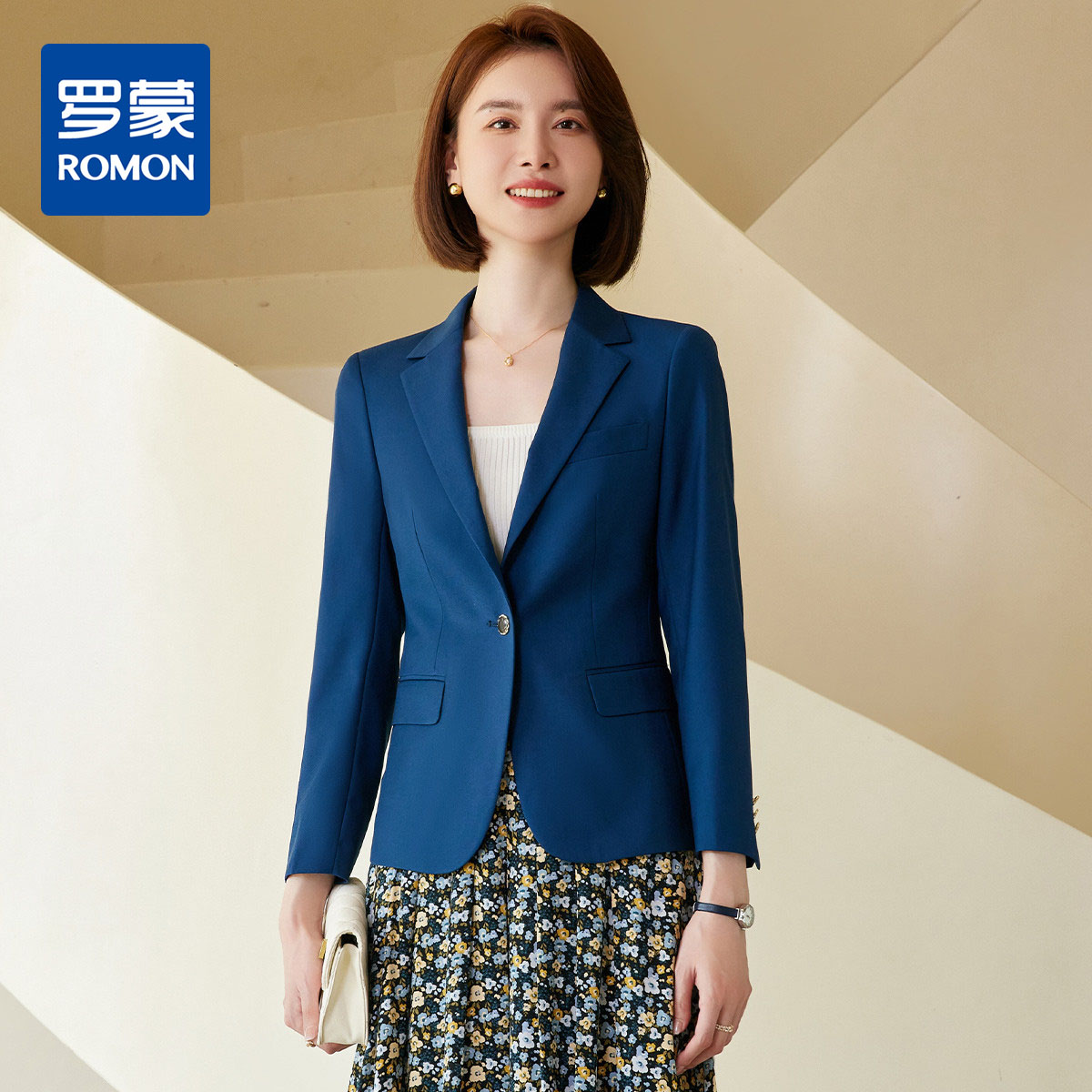 9498942.罗蒙女士小西装外套修身显瘦商务通勤休闲百搭单西服上衣外套女