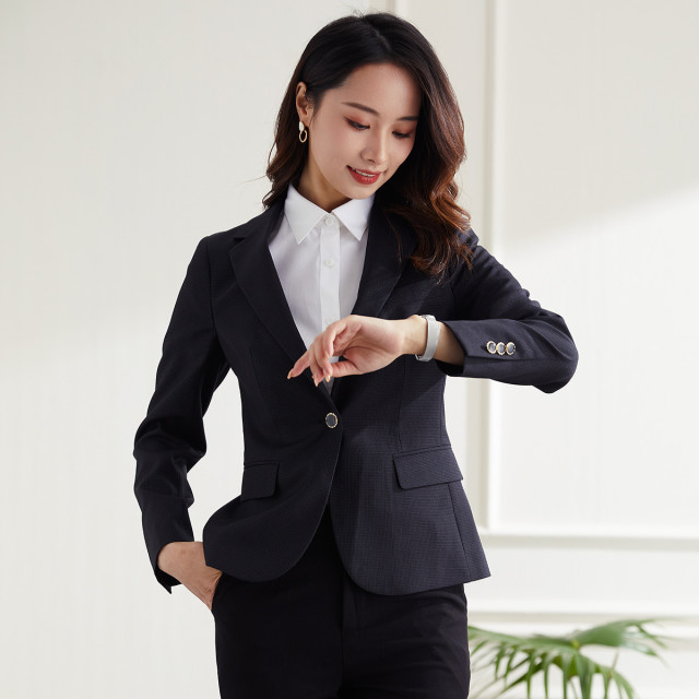 9498942.罗蒙女士小西装外套修身显瘦商务通勤休闲百搭单西服上衣外套女