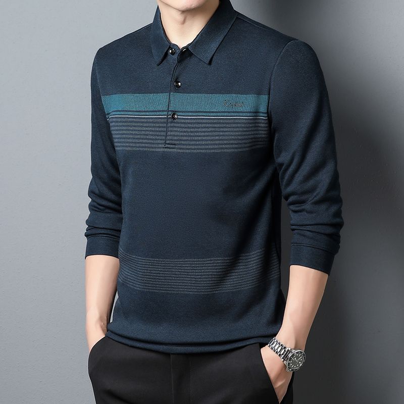 9509315.雄狮长袖T恤男休闲春季新款中年男士翻领polo衫商务男装