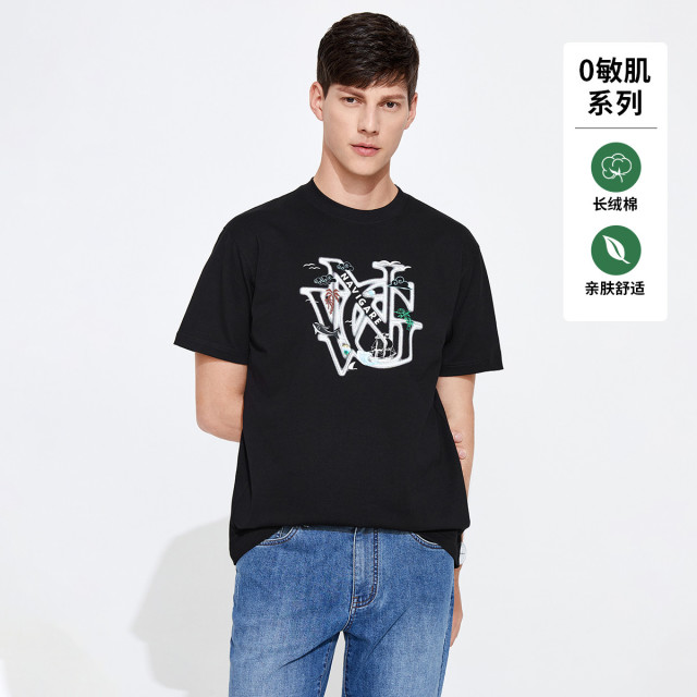 9517286.意大利小帆船 23春夏新品胸前印花休闲圆领纯棉男士短袖t恤