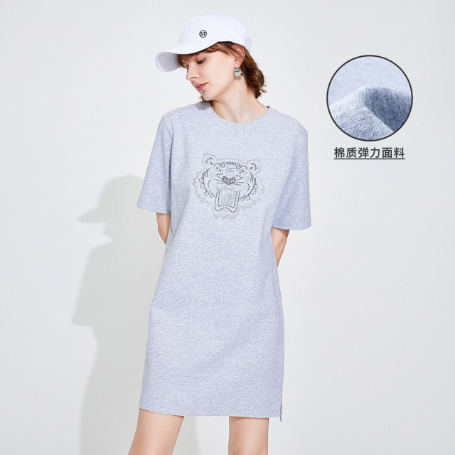 9517287.意大利小帆船 春夏老虎透气舒适圆领女士短袖T恤连衣裙