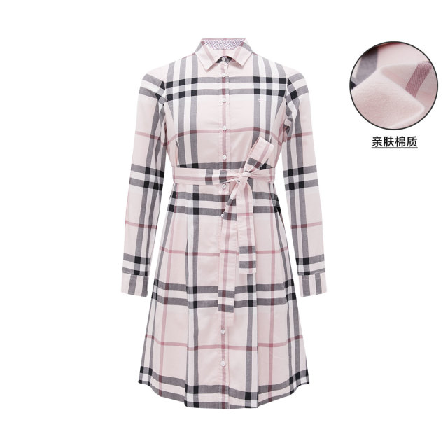 9516635.意大利小帆船 秋季休闲格纹优雅气质舒适女士连衣裙