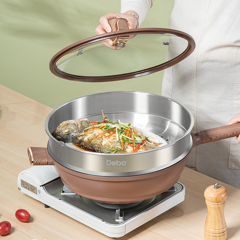 9531206.【2023新品】Debo德铂阿尔维斯不粘锅炒锅子家用平底炒菜锅32cm