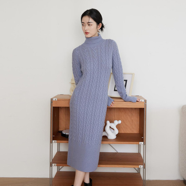 9535017.思诺芙德100%山羊绒长袖女士连衣裙