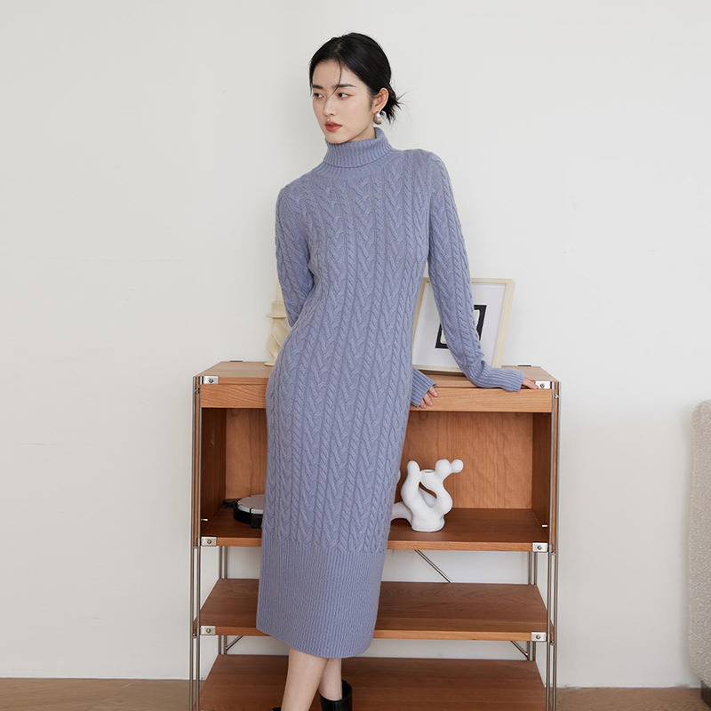 9535017.思诺芙德100%山羊绒长袖女士连衣裙