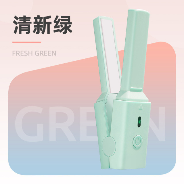 12280800.四体 USB插电迷你直发器直卷两用学生宿舍可用旅行便携口红小夹板刘海电夹板
