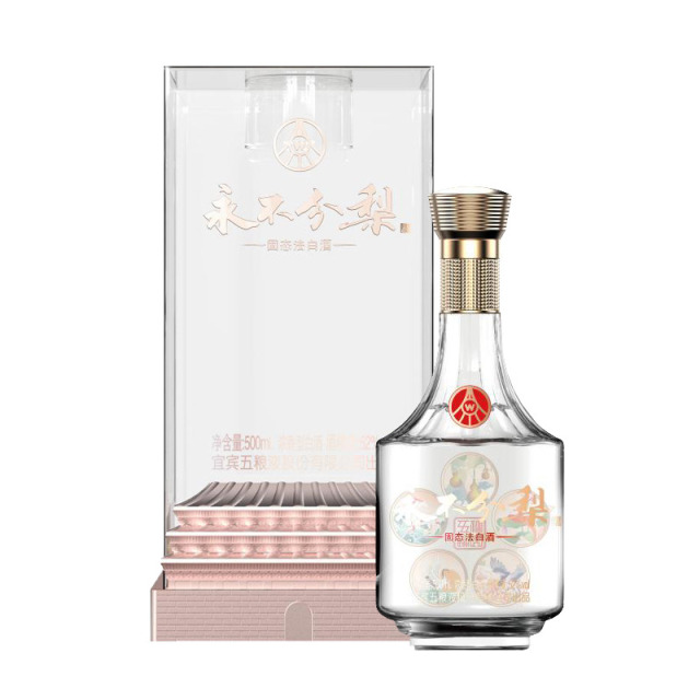 12693778.五粮液 永不分梨五福临门水晶瓶 52度浓香型白酒 500ml*6瓶整箱装
