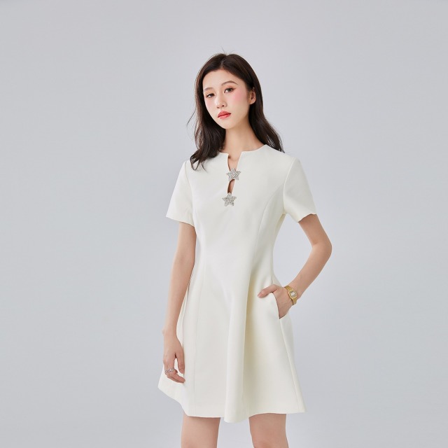 10338099.春夏高定系列水钻星星装饰连衣裙010128071