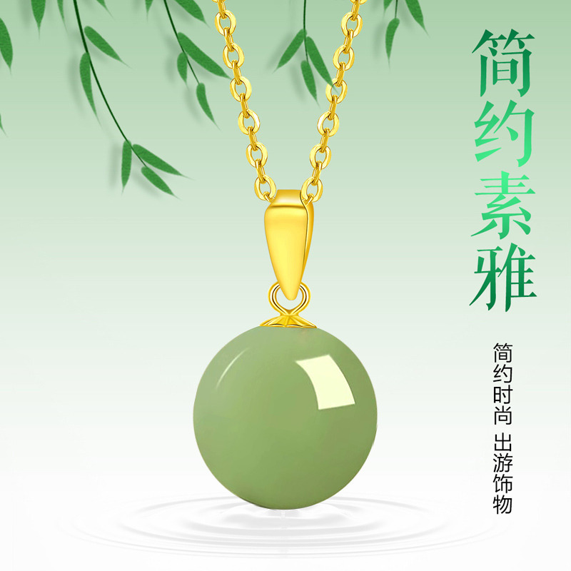 9679301.S925银镶和田玉圆珠轻奢小众锁骨链高品质
