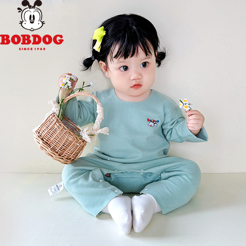 13667645.巴布豆巴布豆【A类高弹无痕面料】婴儿连体衣服春秋季长袖保暖护肚婴幼儿秋衣