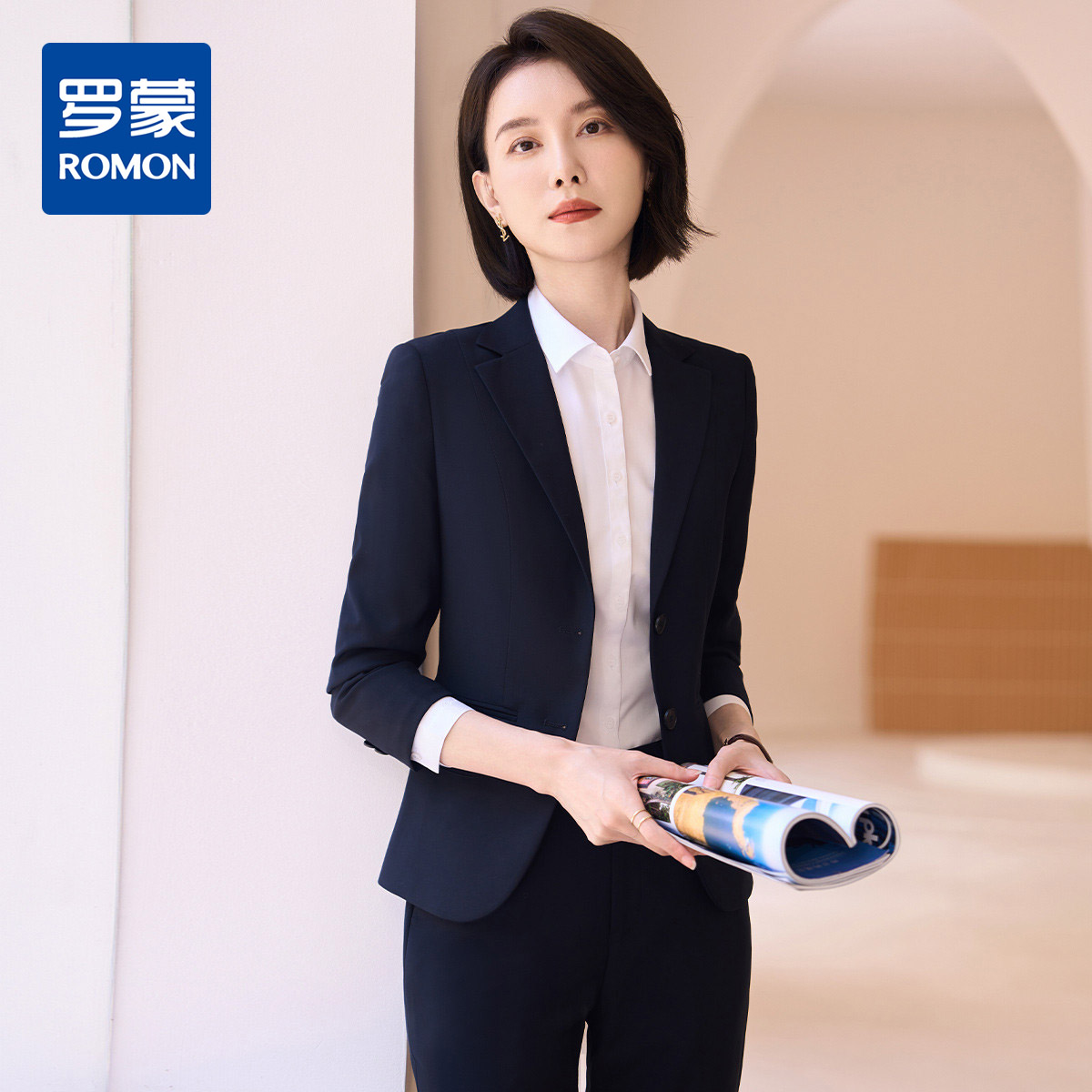 9709334.【上衣+裤子】罗蒙四季款西服套装女士正装商务通勤职业工装上班修身西装女