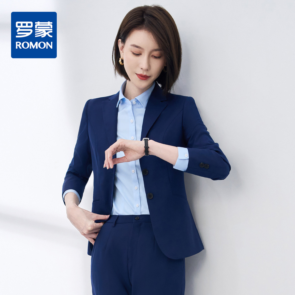 9711865.【上衣+裤子】罗蒙春秋款百搭西服套装女士正装商务通勤职业装两件套西装女