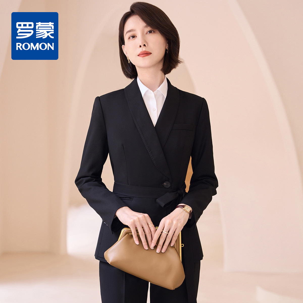 9712241.【上衣+裤子】罗蒙春秋季西服套装女士修身显瘦商务通勤职业西装两件套