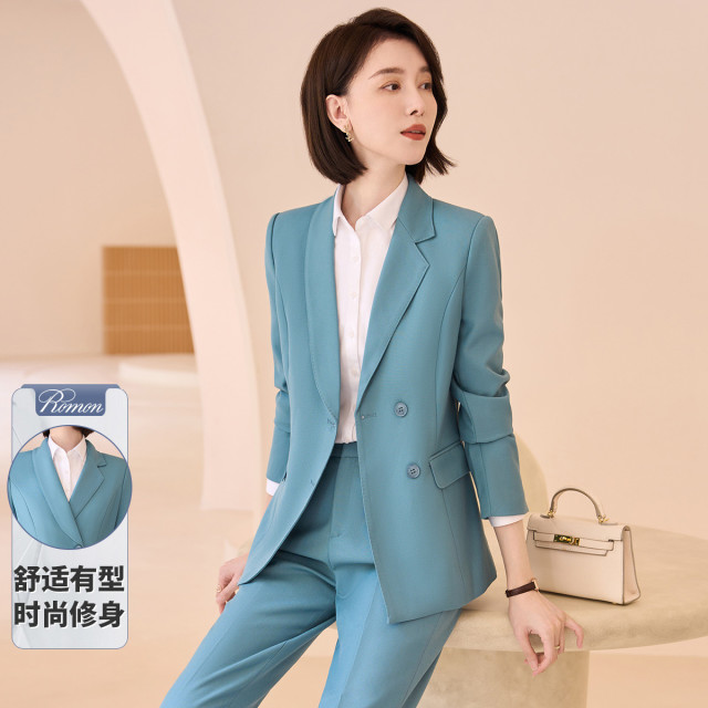9712292.【上衣+裤子】罗蒙春秋季西服套装女士商务通勤百搭修身显瘦职业西装女