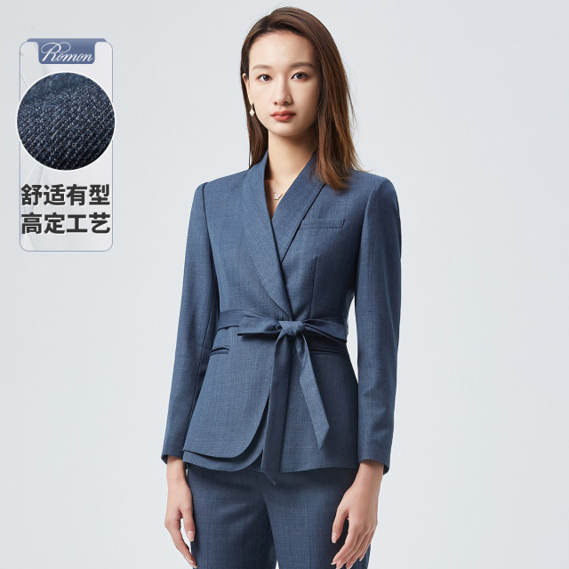 9712241.【上衣+裤子】罗蒙春秋季西服套装女士修身显瘦商务通勤职业西装两件套