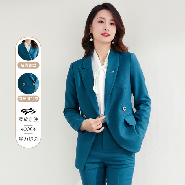 9739532.【上衣+裤子】罗蒙春秋款女式套装商务通勤百搭气质OL西装两件套女