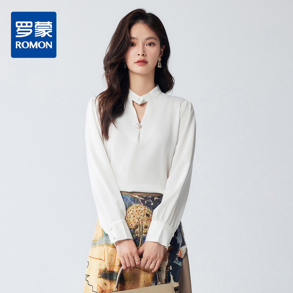 9741076.【简约大方】罗蒙春秋款女式长袖衬衫亲肤柔软百搭舒适优雅长袖衬衫女
