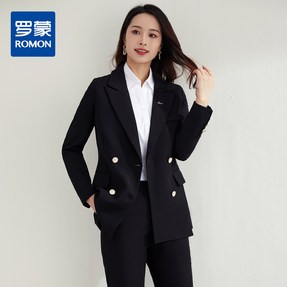 9739492.【上衣+裤子】罗蒙春秋款女士套装气质百搭通勤时尚西服套装两件套女