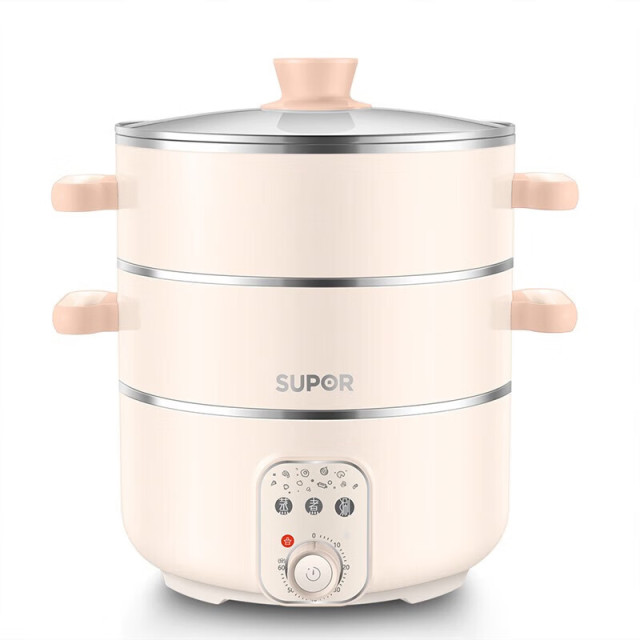 9738166.苏泊尔（SUPOR）煎炖多功能 双层蒸笼 304不锈钢 不粘内胆 双层煲体 电蒸锅 ZN26YK18【送礼优选】