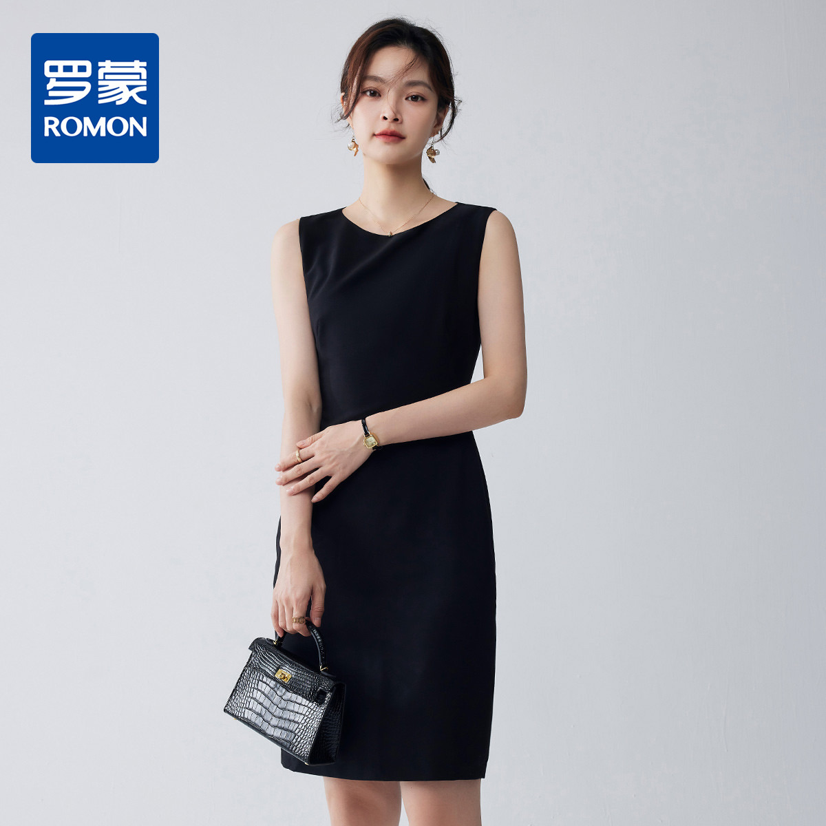9741521.【简约百搭】罗蒙女士连衣裙时尚日常大众休闲无袖连衣裙中长款女